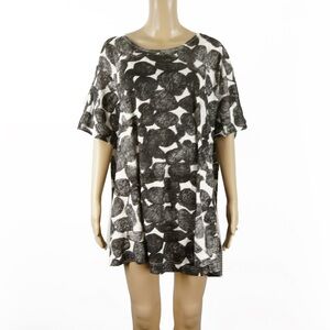 Moyuru Abstract Black White Polka Dot Pattern Oversized Top